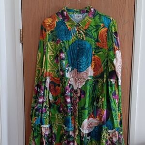 Sassy Jones Willow Dress in Olive Grove print.